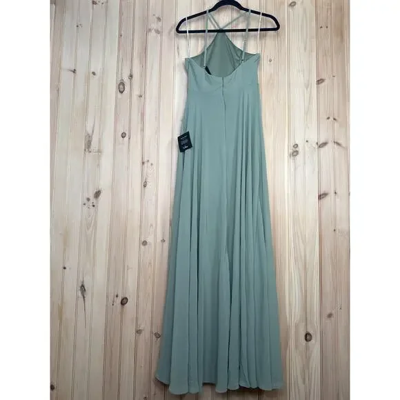 NWT Lulus Absolutely Breathtaking Sage Brush Maxi Dress Wedding Maid of Honor S - Picture 6 of 8
